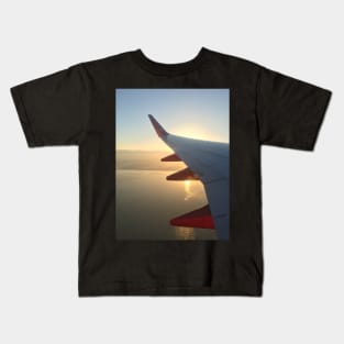 Plane Wing Sunrise Kids T-Shirt